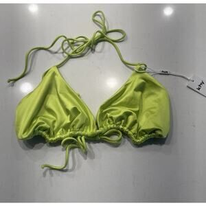 Khy Lime Green Double Strap‎ Ruched Bikini Top Women’s Size Medium Triangle